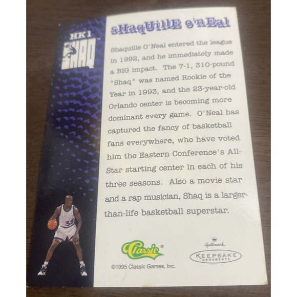 1995‎ Hallmark Keepsake Ornament Hoop Stars Shaq Shaquille O'Neal NBA Basketball - Picture 7 of 10